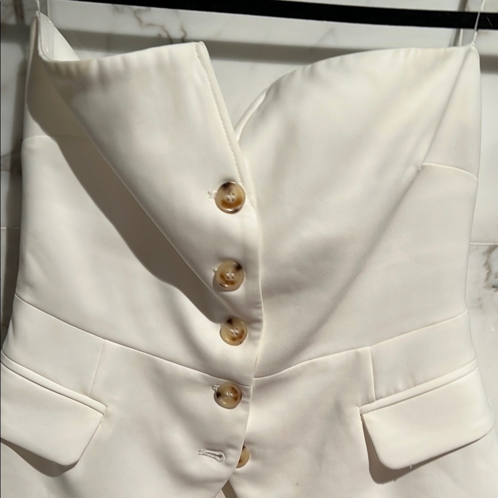 Grey Lab Ivory White Buttoned Bustier Top - Picture 5 of 5
